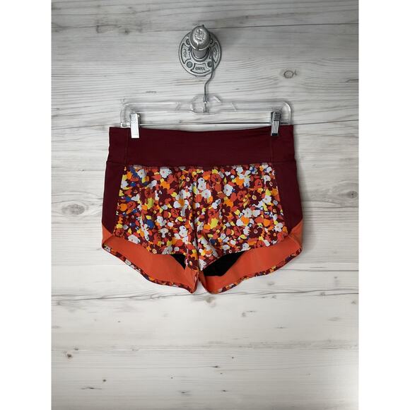 Outdoor Voices Running Shorts Womens Medium Maroon Orange Lined Pocket Athletic - Picture 1 of 7